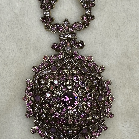 Heidi Daus Purple Beaded and Crystal Locket Chocker - Picture 3 of 6